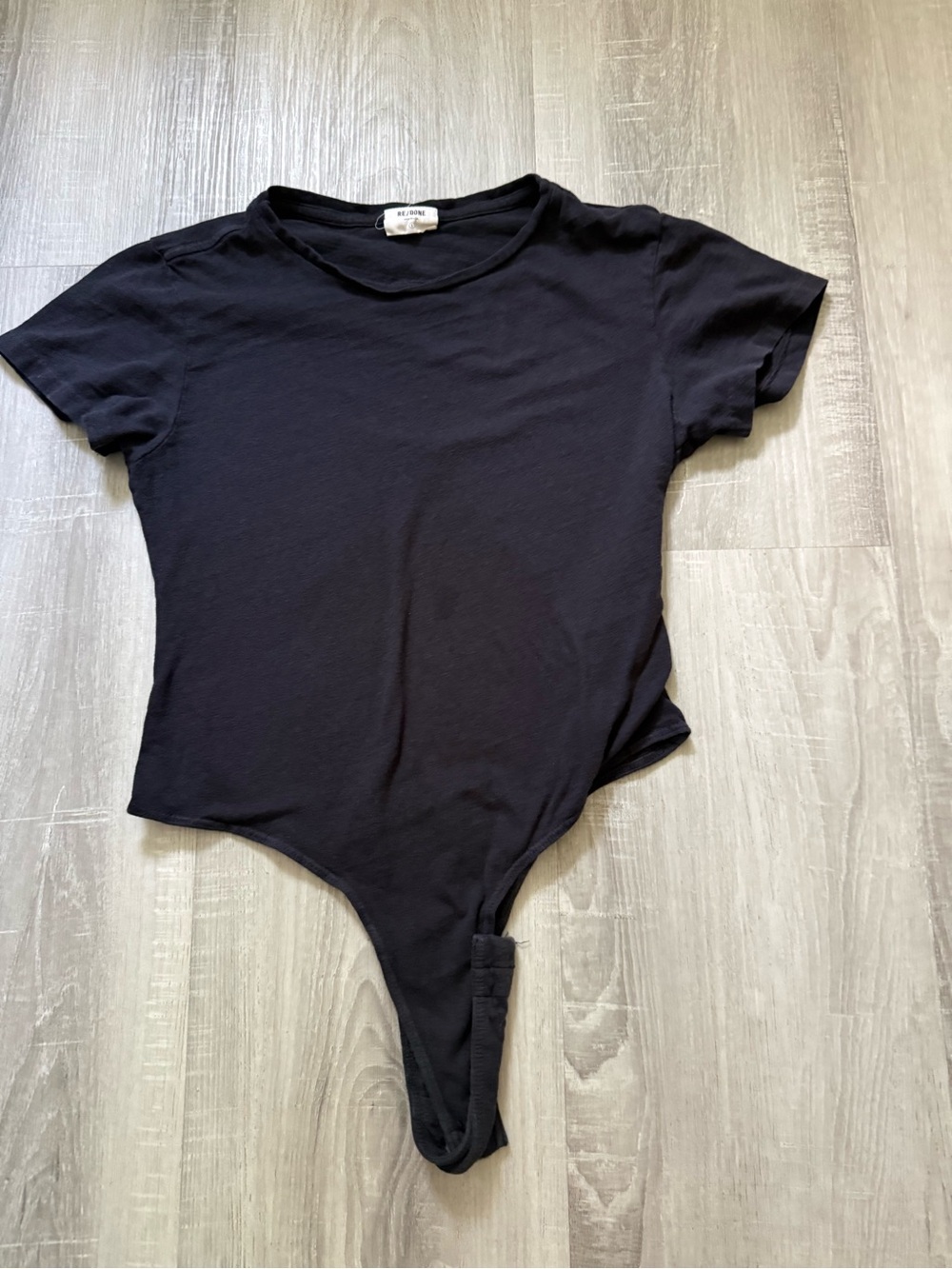 Re/Done Black Short-Sleeve Crewneck Bodysuit
